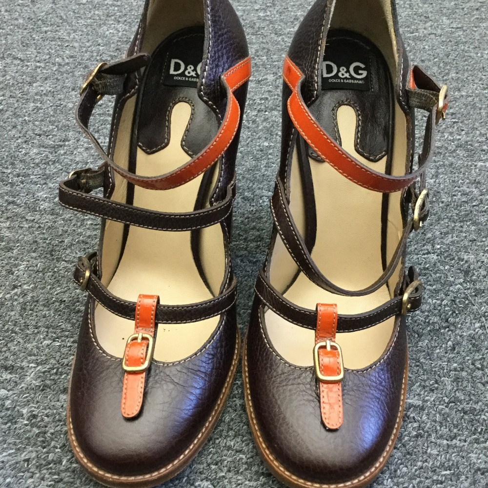 Dolce and Gabbana Brogue heel w/straps